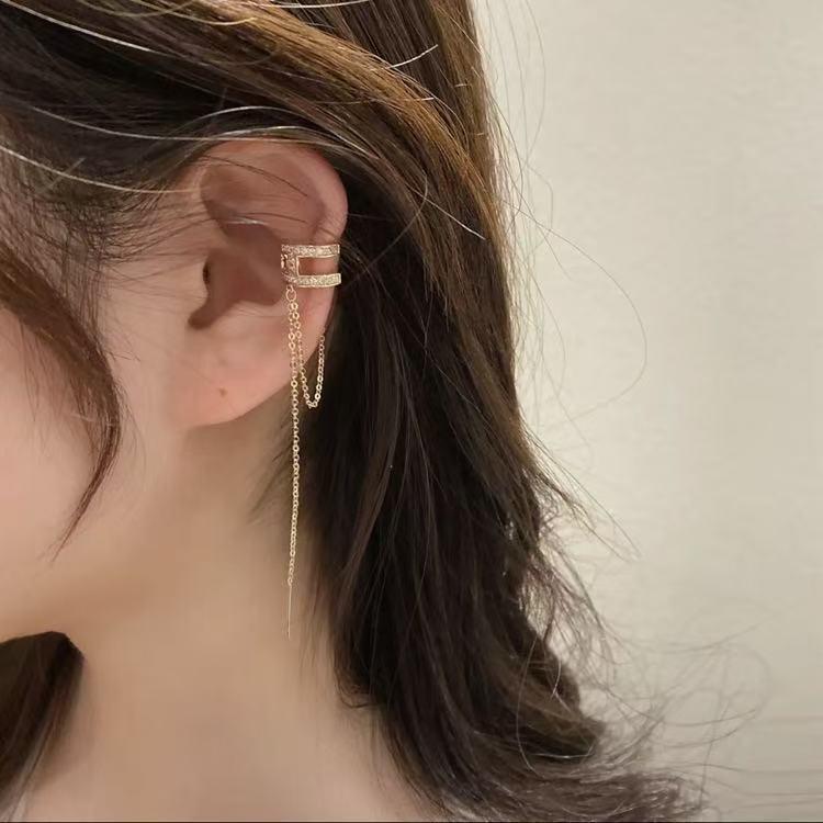 Micro Setting Crystal C-Shaped Double Ear Cuffs