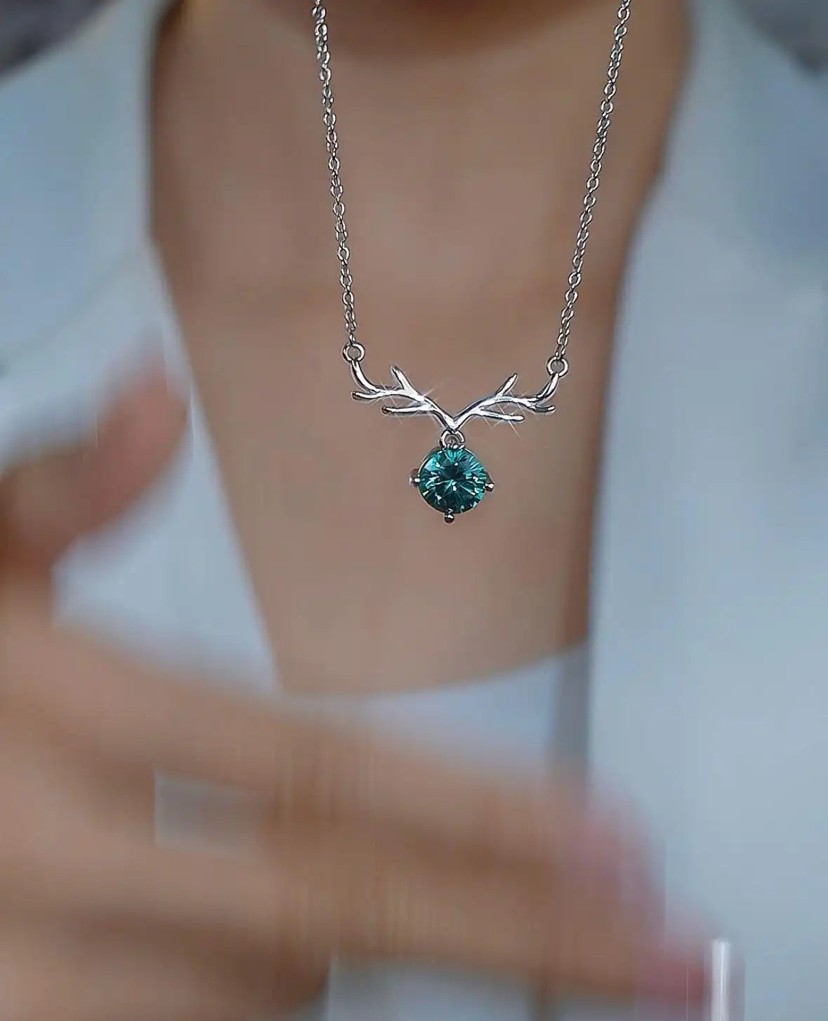 Millennium Rose-Cut Sea Blue Diamond Necklace