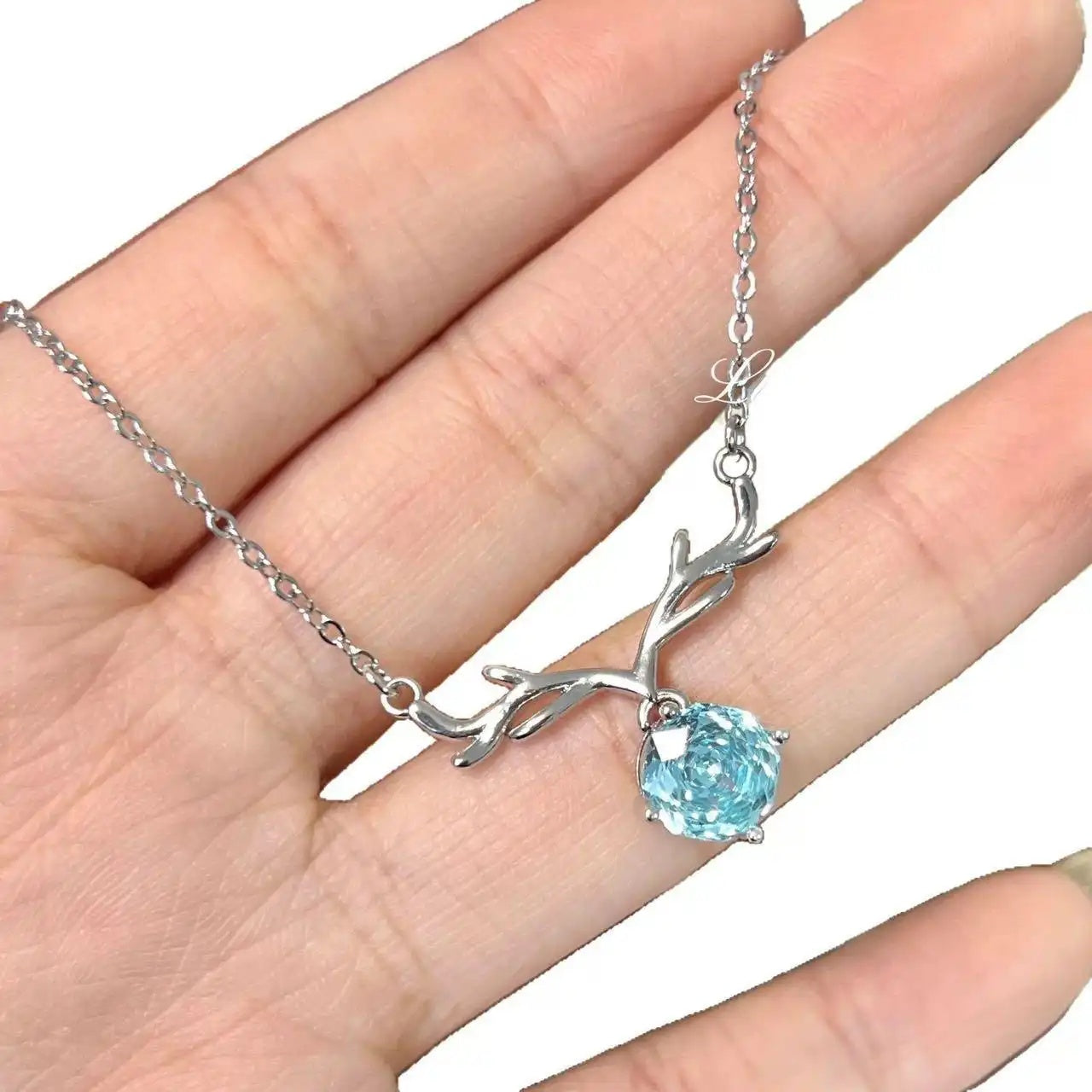 Millennium Rose-Cut Sea Blue Diamond Necklace
