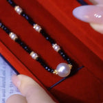 Minimalist Beaded Crystal Collar Chain Pendant Necklace