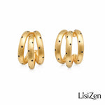 Minimalist Brushed Three-Layer C-Shaped Hoop Earrings