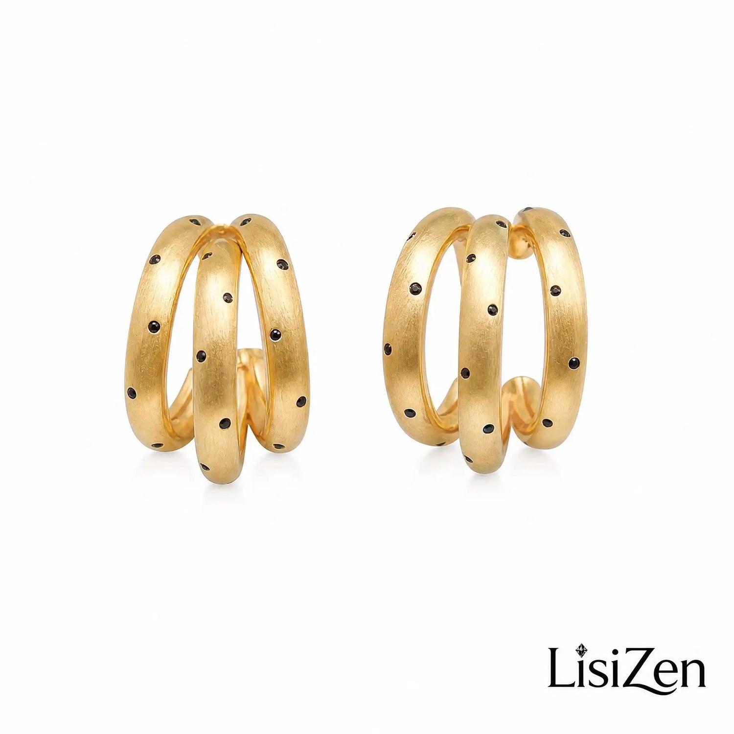 Minimalist Brushed Three-Layer C-Shaped Hoop Earrings