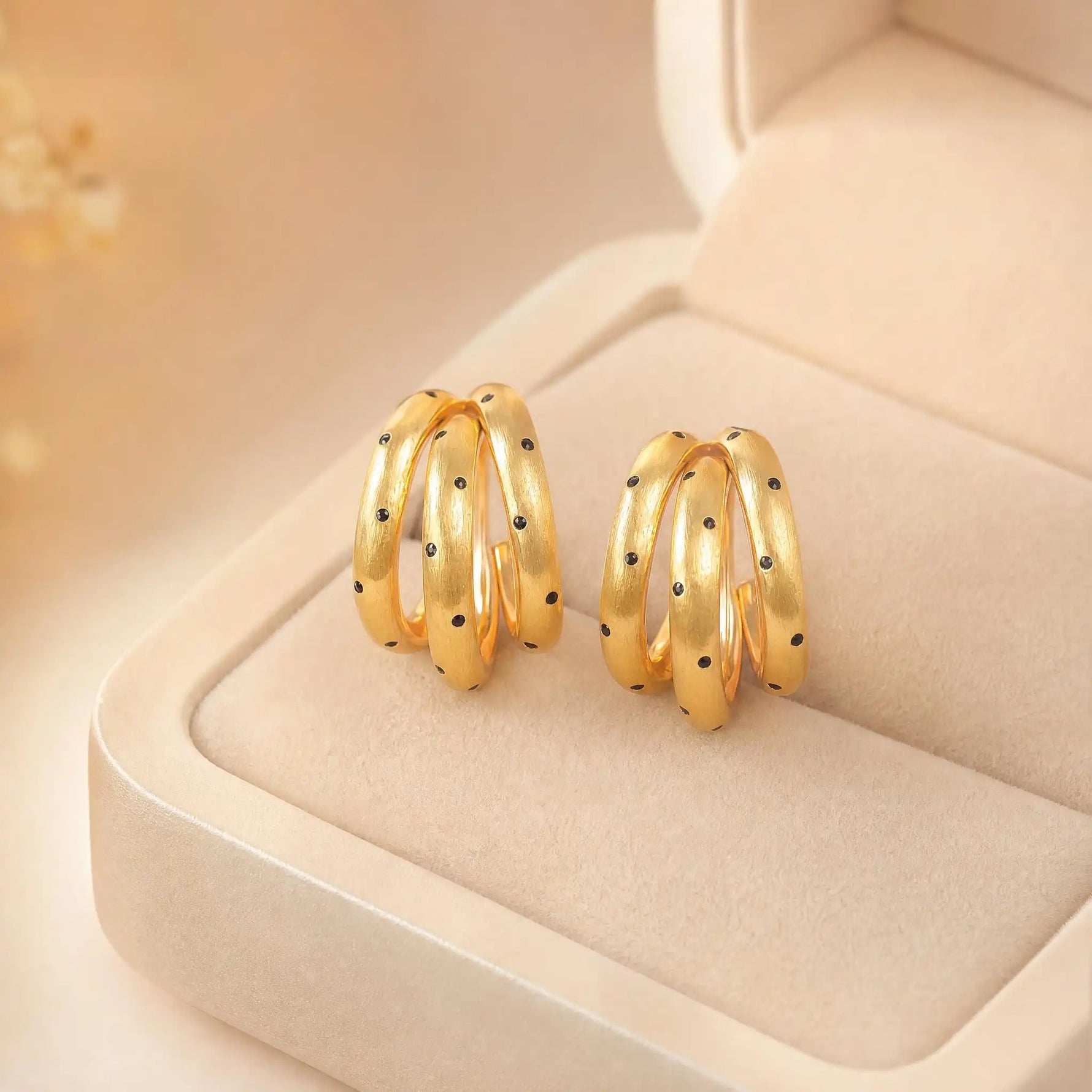Minimalist Brushed Three-Layer C-Shaped Hoop Earrings
