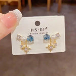 Minimalist Crystal Arc Star Tassel Drop Earrings