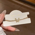 Minimalist Crystal Butterfly Adjustable Wristband Bracelet