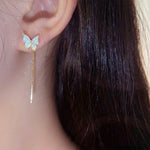 Minimalist Crystal Butterfly Drop Earrings