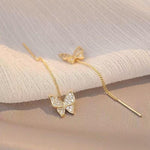 Minimalist Crystal Butterfly Drop Earrings