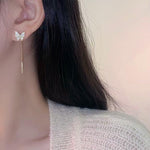 Minimalist Crystal Butterfly Drop Earrings
