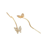 Minimalist Crystal Butterfly Drop Earrings