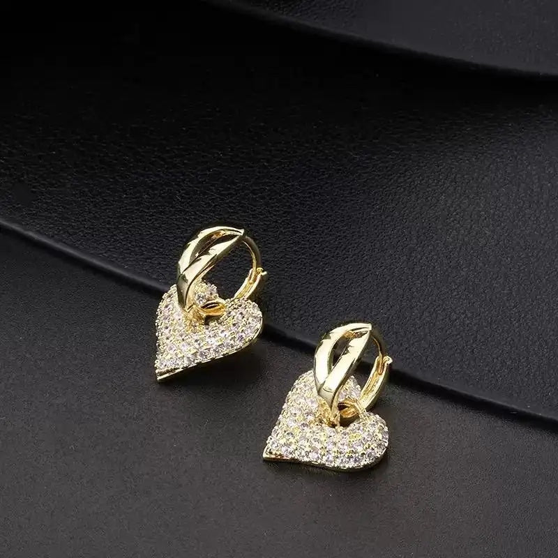 Minimalist Crystal Heart Clip-On Small Earrings