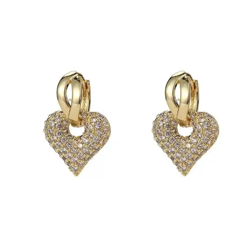 Minimalist Crystal Heart Clip-On Small Earrings