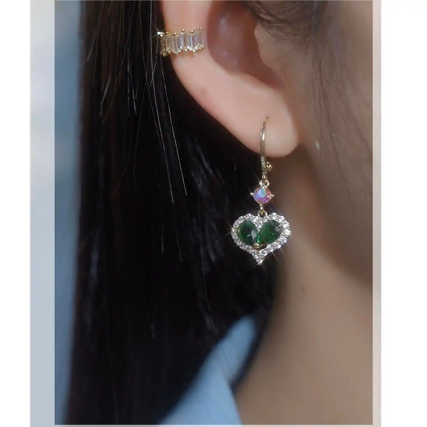 Minimalist Crystal Heart Drop Earrings
