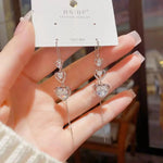 Minimalist Crystal Heart Tassel Daily Drop Earrings