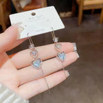 Minimalist Crystal Heart Tassel Daily Drop Earrings
