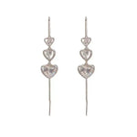 Minimalist Crystal Heart Tassel Daily Drop Earrings