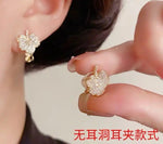 Minimalist Crystal Maple Leaf Clip-On Earrings