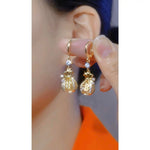 Minimalist Diamond-Embellished Pouch Tassel Drop Earrings
