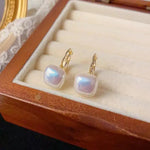 Minimalist Gentle Square Pearl Earrings