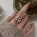 Minimalist Gold Silver Contrast Daisy Ring