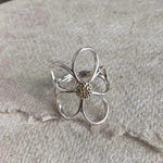 Minimalist Gold Silver Contrast Daisy Ring