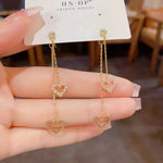 Minimalist Heart Hollow Tassel Long Drop Earrings