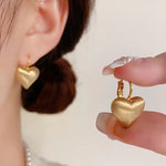 Minimalist Metal Brushed Heart Ear Cuffs