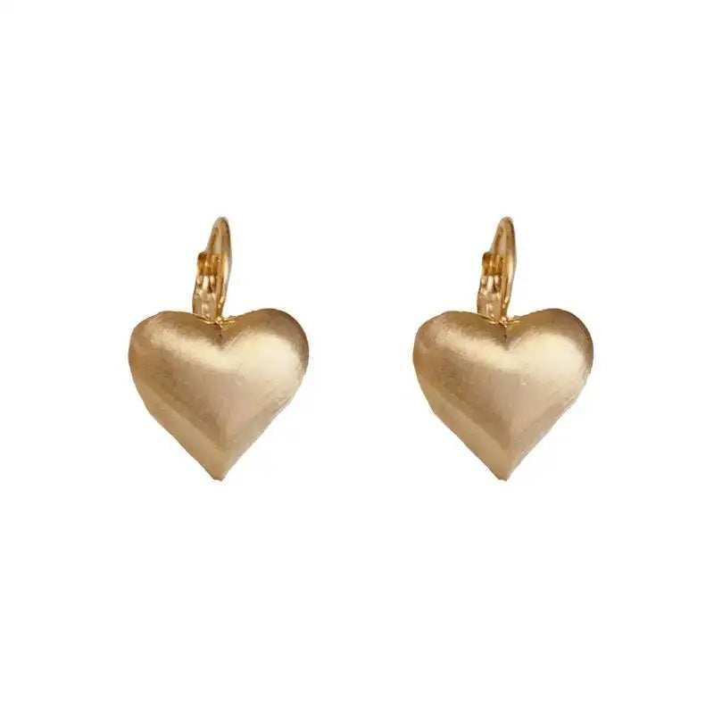Minimalist Metal Brushed Heart Ear Cuffs