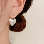 Minimalist Metal Brushed Heart Ear Cuffs
