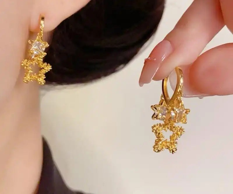 Minimalist Metal Star Tassel Ear Cuffs
