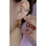 Minimalist Purple Diamond Circle Hoop Earrings