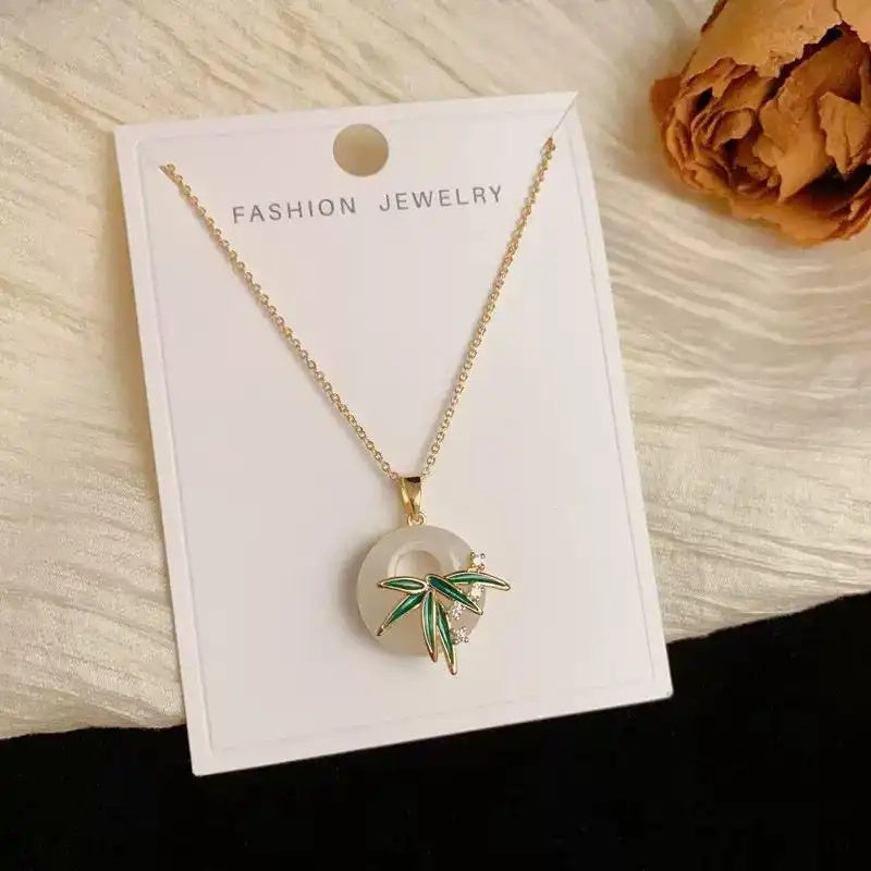 Modern Oriental Circle Pendant Necklace