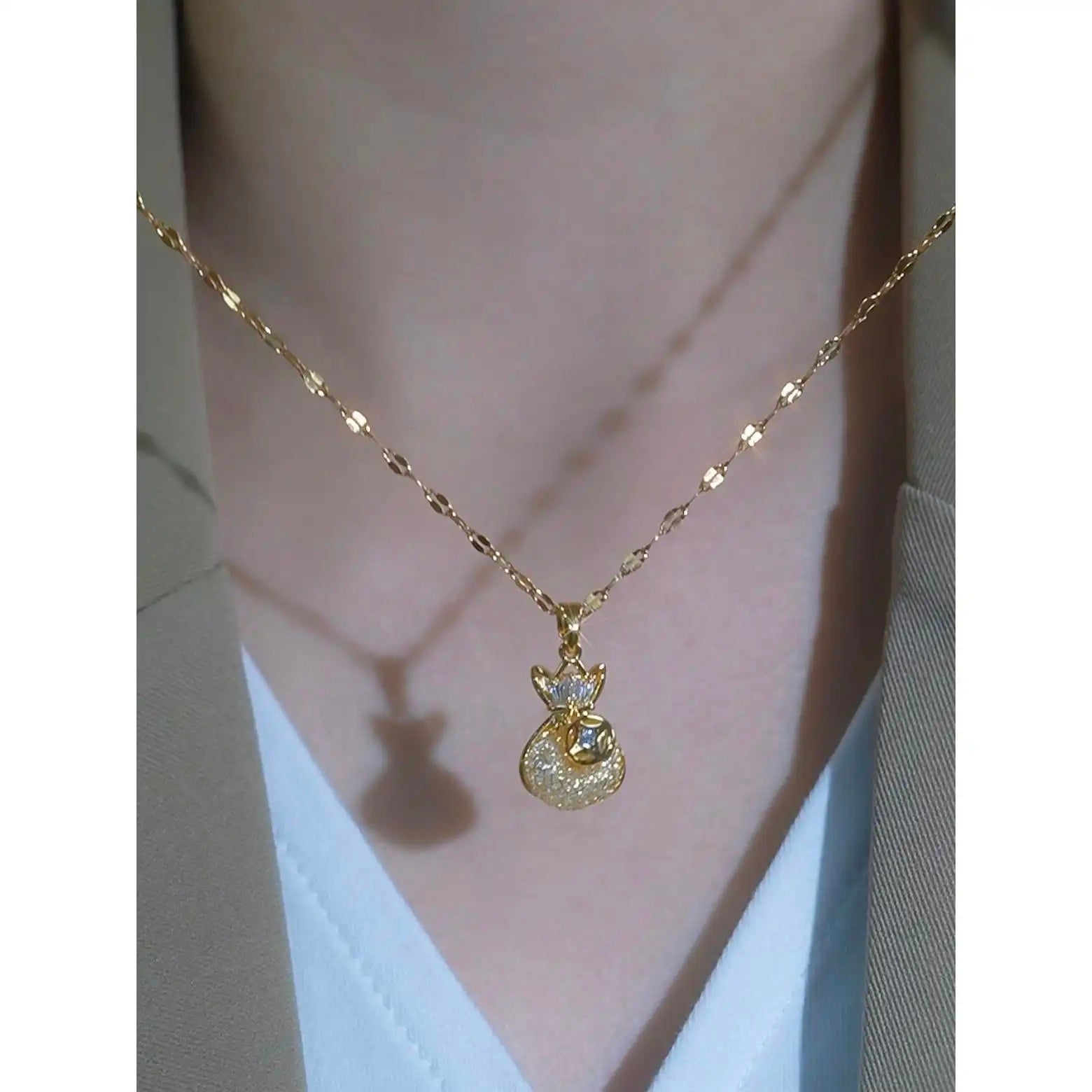 Money Bag Collar Chain Necklace