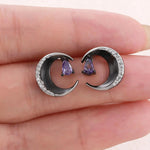 Moon Halloween Dark Black Earrings