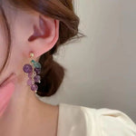 Mori Grape Dongdaemun Crystal Drop Earrings