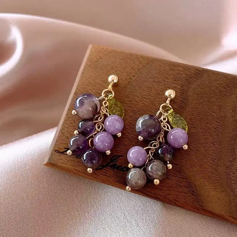 Mori Grape Dongdaemun Crystal Drop Earrings