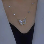 Mother-Of-Pearl Butterfly Pearl Tassel Necklace