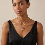 Multi- 18k Gold Crystal Cross Necklace
