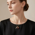 Multi- Crystal Cross Red Heart Necklace