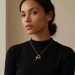Multi- Crystal Cross Red Heart Necklace