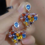 Multicolor Crystal Heart Stud Earrings