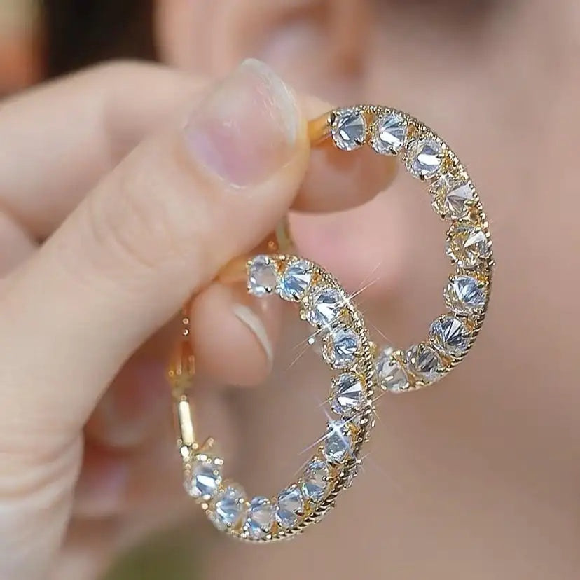 Multicolor Crystal Large Hoop Earrings