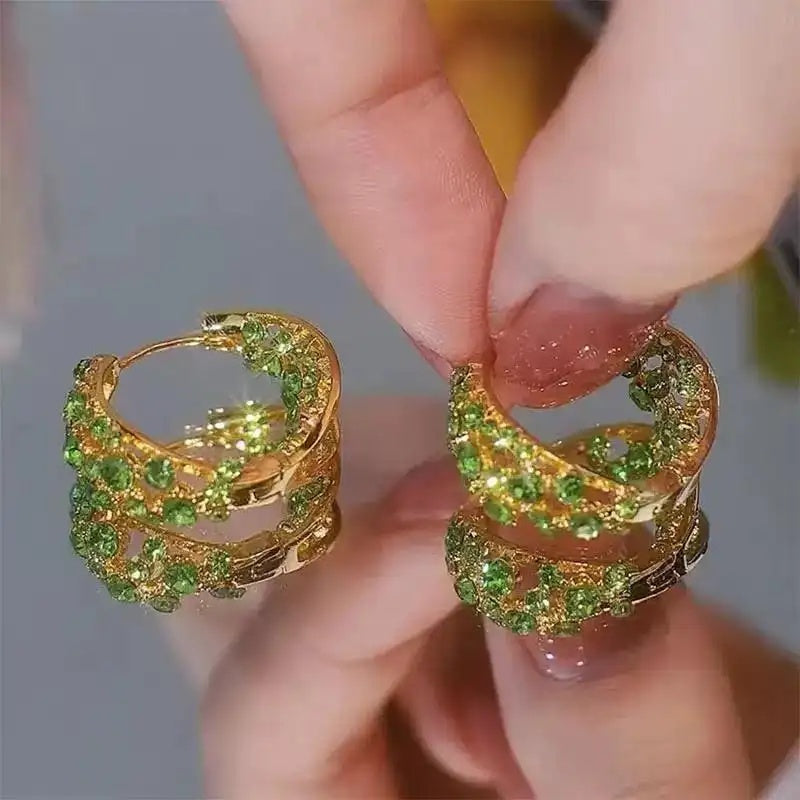 Multicolor Crystal Round Hoop Earrings