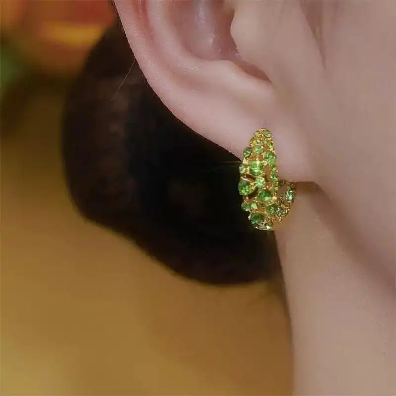 Multicolor Crystal Round Hoop Earrings