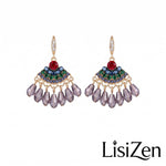 Multicolor Fan Crystal Drop Earrings