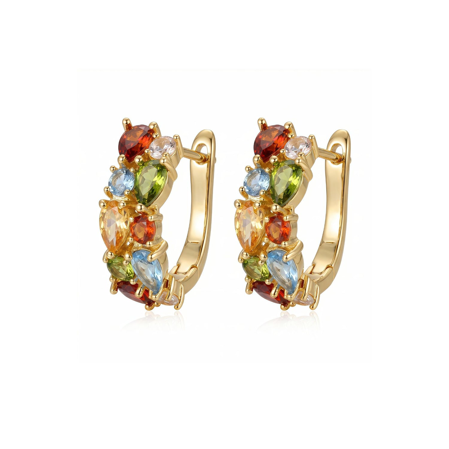 Multicolor Gem Cluster Huggie Earrings