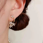 Needle Crystal Flower Earrings