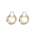 Needle Crystal Geometric Circle Korean Drop Earrings