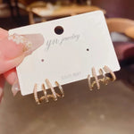 Needle Crystal Silver-Tone Four-Claw Ear Cuffs
