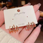Needle Crystal Silver-Tone Four-Claw Ear Cuffs