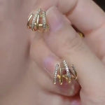 Needle Crystal Silver-Tone Four-Claw Ear Cuffs